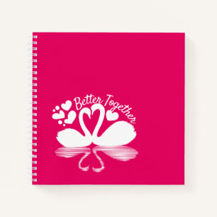 Carnet Silhouette de deux cygnes dans l'eau