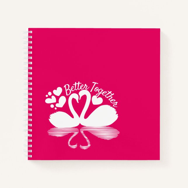 Carnet Silhouette de deux cygnes dans l'eau (Devant)