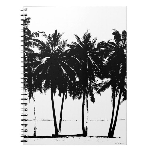 Carnet Silhouette de palmiers noirs et blancs (Devant)