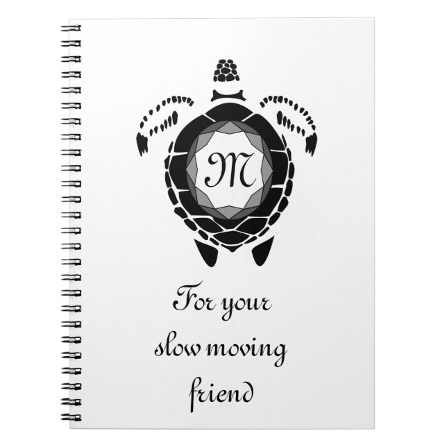Carnet Silhouette de tortue de la mer Noire Monogramme Cu (Devant)