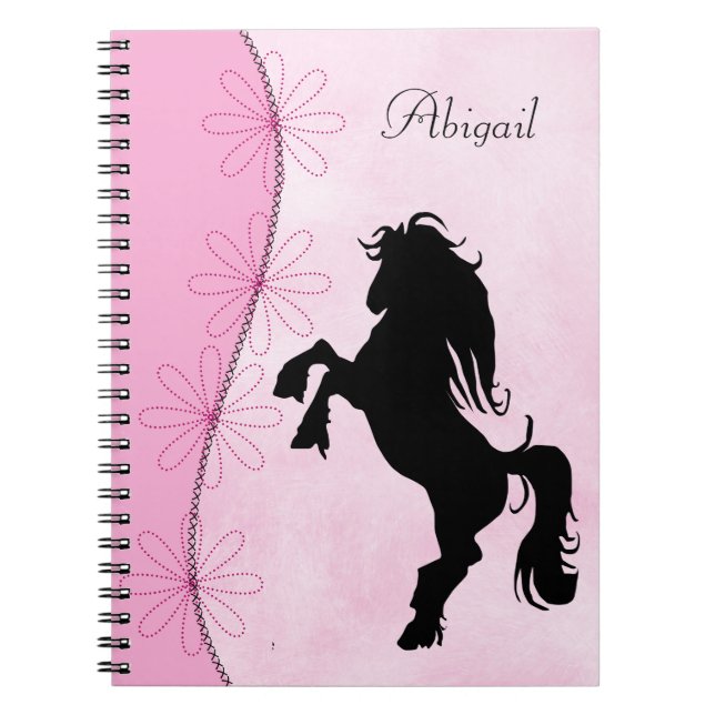 Carnet Silhouette d'élevage personnalisé Cheval et Fleurs (Devant)