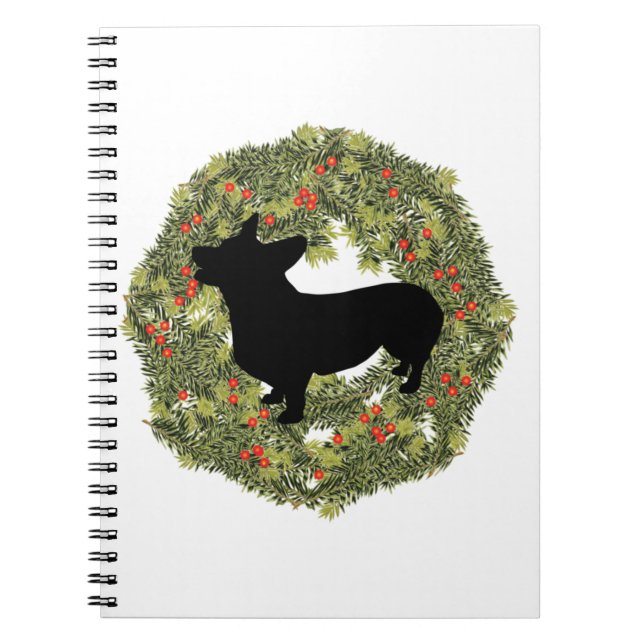 Carnet Silhouette d'ombre vers le haut Corgi dans une cou (Devant)