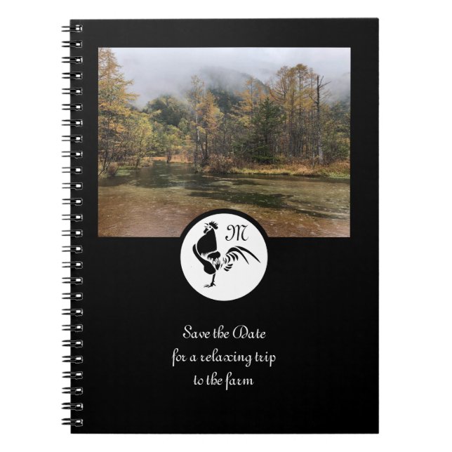 Carnet Silhouette du coq noir Monogramme Photo (Devant)
