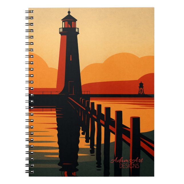 Carnet Silhouette du phare au coucher du soleil (Devant)