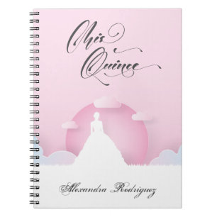 Carnet Silhouette rose et blanc avec lune Quinceanera