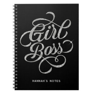 Carnet Silver Diamond Glam Girl Boss Typographie noir