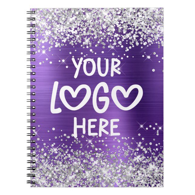 Carnet Silver Glitter Amethyst Faux Foil Business Logo (Devant)