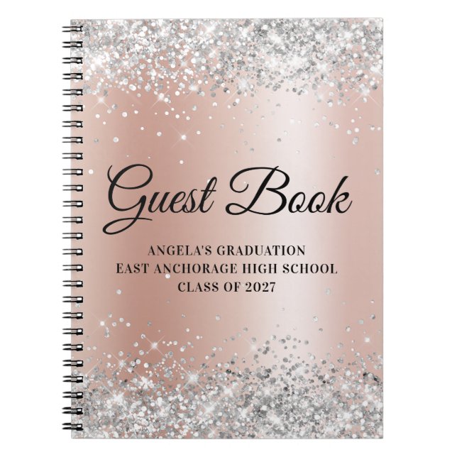 Carnet Silver Glitter Rose Gold Glam Gradient Graduation (Devant)