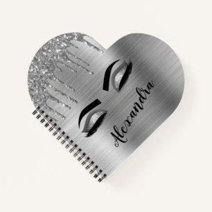 Carnet Silver Glitter Sparkle Eyelashes Monogram