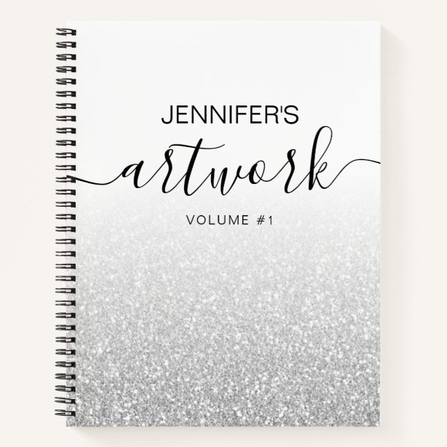 Carnet Silver Parties scintillant Girly Ombre Nom du carn (Devant)
