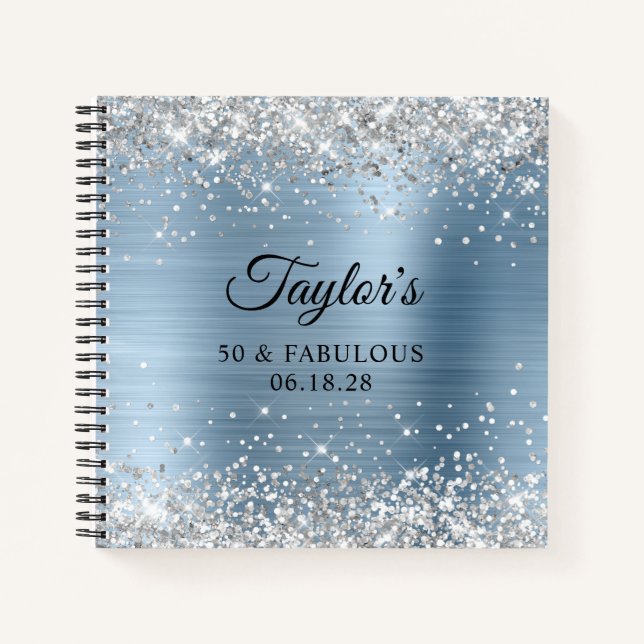 Carnet Silver Parties scintillant Light Blue Foil 50 & Fa (Devant)