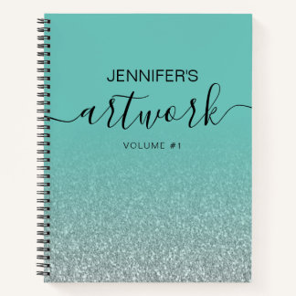 Carnet Silver Parties scintillant Turquoise Girly Ombre N