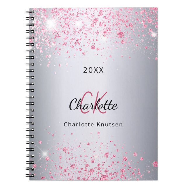 Carnet Silver pink glitter (Devant)