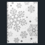 Carnet Silver snowflakes on white<br><div class="desc">Hand- drawn silver snowflakes on a white background</div>