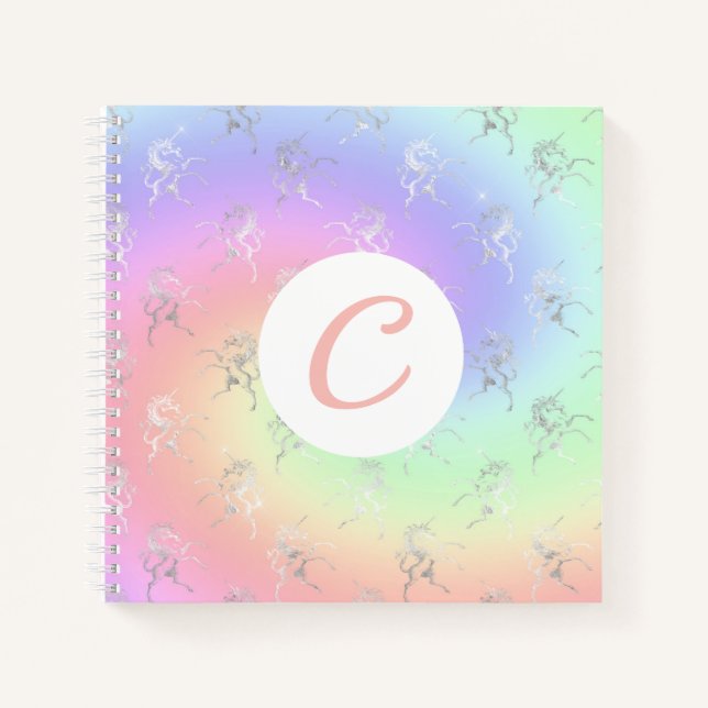 Carnet Silver Unicorn Pastel Ombre Initial Sketbook (Devant)