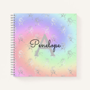 Carnet Silver Unicorn Pastel Ombre Monogram Sketchbook