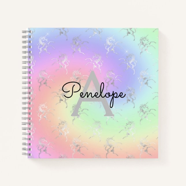 Carnet Silver Unicorn Pastel Ombre Monogram Sketchbook (Devant)