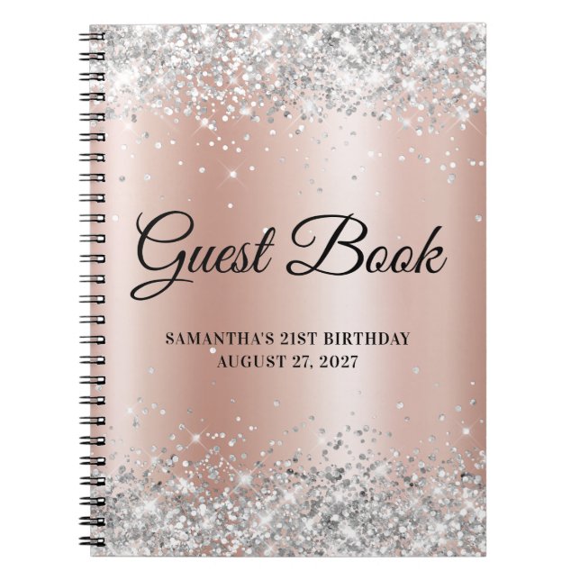 Carnet Silvery Rose Gold Shimmer 21ème anniversaire Guest (Devant)