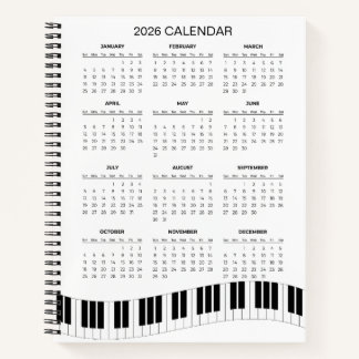 Carnet Simple 2026 Calendar with Piano Keys | 