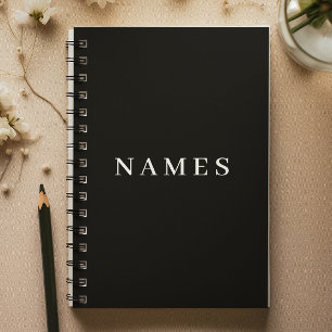 Carnet Simple Black Custom Ajouter Votre Nom Élégant