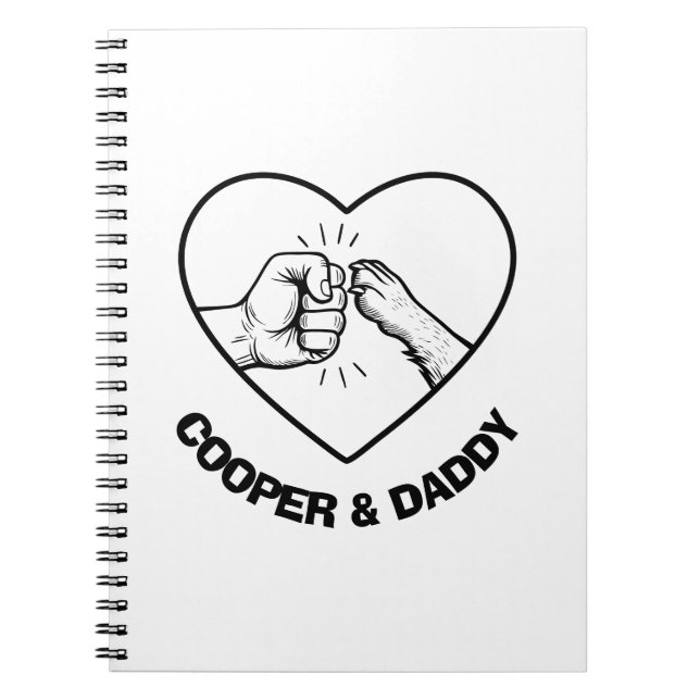 Carnet Simple Black Outline Chien et Papa Fist Bump (Devant)