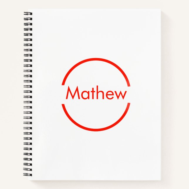 Carnet simple cercle rouge ajouter votre nom lettre texte (Devant)