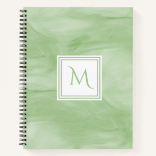 Carnet Simple clair vert subtil marbre moderne Monogramme