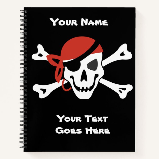 Carnet Simple crâne de pirate souriant avec Bandanna roug (Devant)