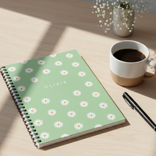 Carnet Simple daisies, Personalized gift (Créateur téléchargé)
