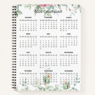 Carnet Simple Elegant Botanical 2026 Calendar |  Notebook