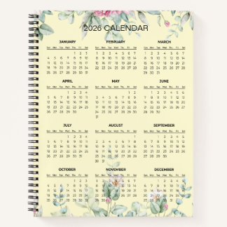 Carnet Simple Elegant Botanical 2026 Calendar |  Notebook