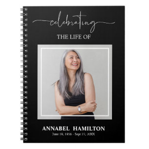 Carnet Simple Elegant Memorial Funeral Photo Guest Book