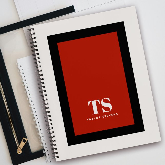 Carnet Simple et élégant bloc de couleur de monogramme  (Personalize this stylish notebook with your monogram initials and name.)