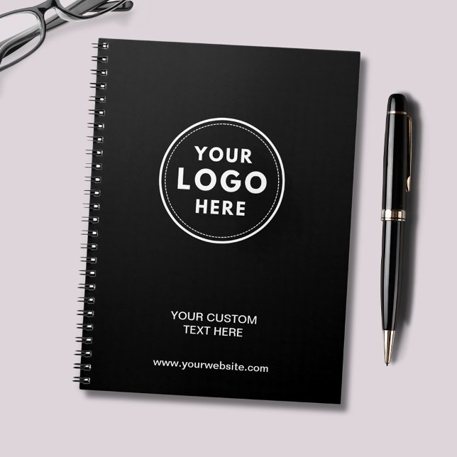 Carnet Simple Logo Noir Professionnel (Professional black logo notebook with customizable text and website. Just add your own logo.)