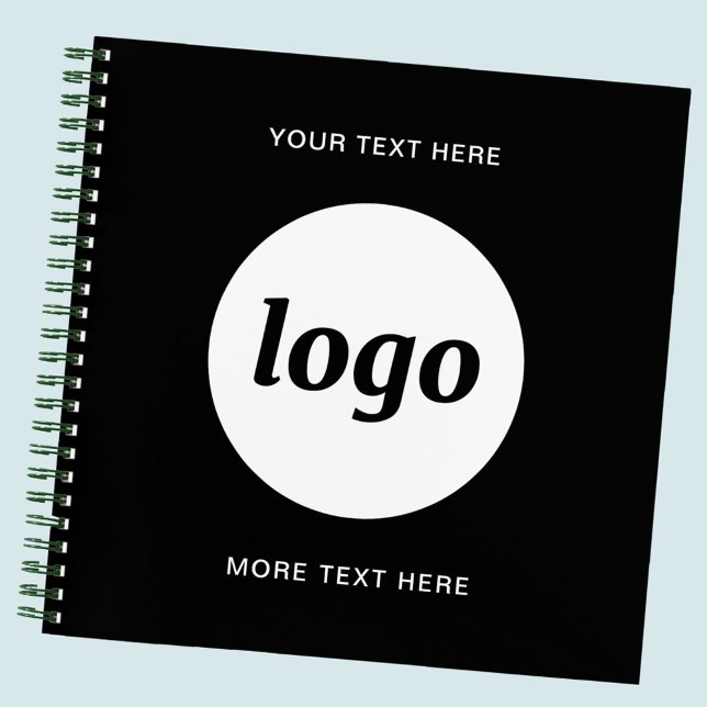 Carnet Simple Logo Texte Professionnel Promotionnel Noir (Simple logo with custom text business branding promotional )