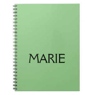 CARNET SIMPLE MINIMAL VERT AJOUTEZ VOTRE NOM TEXTE CADEAU