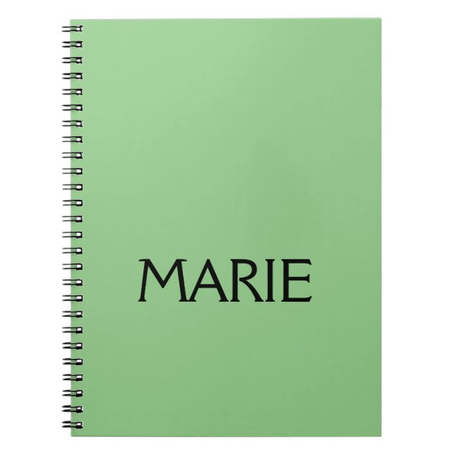 CARNET SIMPLE MINIMAL VERT AJOUTEZ VOTRE NOM TEXTE CADEAU (Devant)