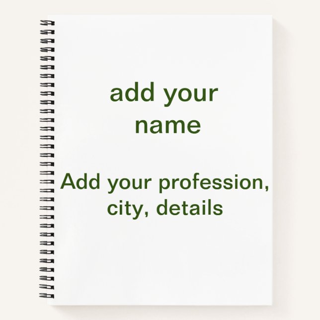 Carnet Simple minimal vert ajoutez votre texte nom photo  (Devant)