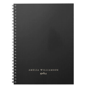 Carnet Simple Minimalist Black White Personalized Name