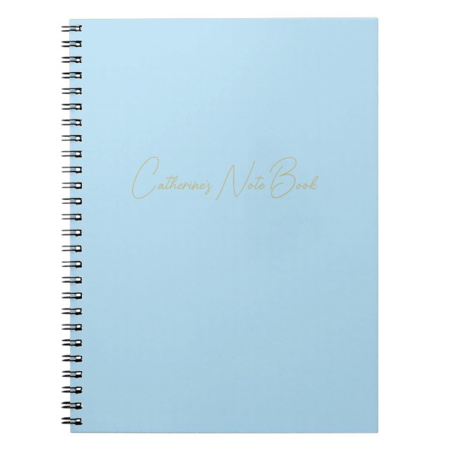 Carnet Simple minimaliste moderne script or bleu pâle (Devant)