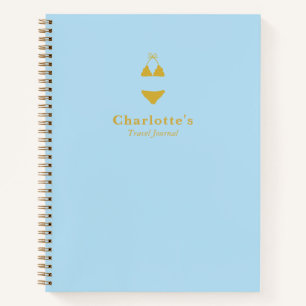 Carnet Simple minimaliste Voyage en bikini bleu et or
