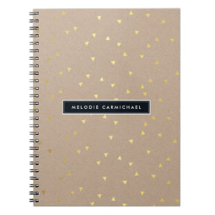 Carnet SIMPLE moderne geo confetti motif feuille d'or kra