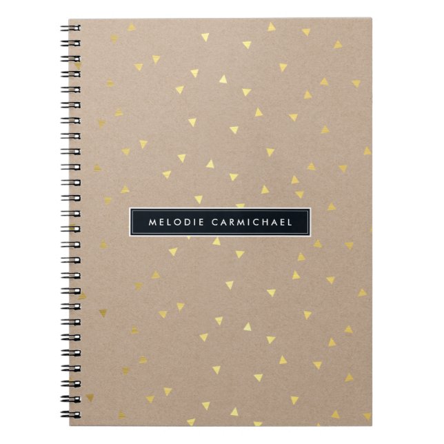 Carnet SIMPLE moderne geo confetti motif feuille d'or kra (Devant)