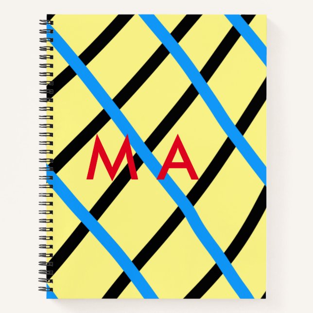 Carnet Simple monogramme ajouter votre nom lettre man min (Devant)