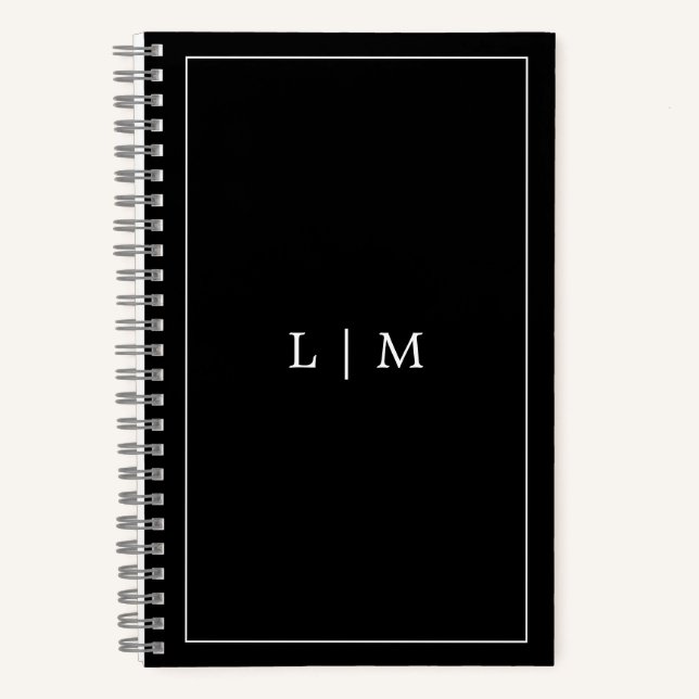 Carnet Simple Monogramme Entreprise Noir (Recto)