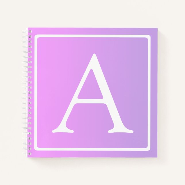 Carnet Simple Monogramme | Ombré Rose/Violet Subtil (Devant)