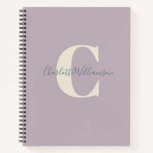 Carnet Simple Monogramme Personnalisé et Nom en Lilas