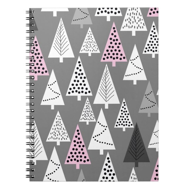 Carnet Simple motif de Noël. gris et blanc Abstrait  (Devant)