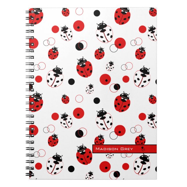Carnet Simple Motif Ladybug rouge, noir et blanc (Devant)
