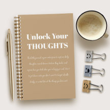 Simple motivational brown and white Notebook